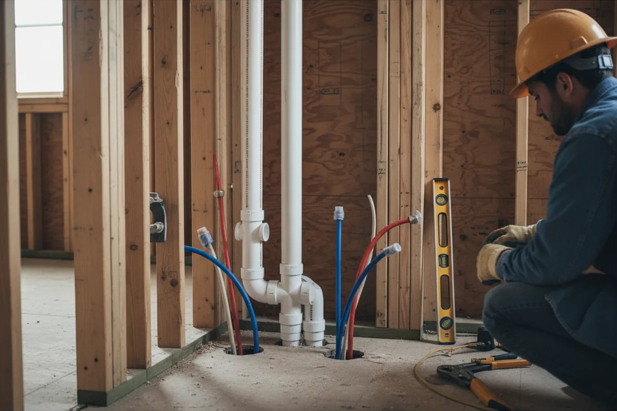 Drain and supply rough-in during Sump Pump Repair in Caryville