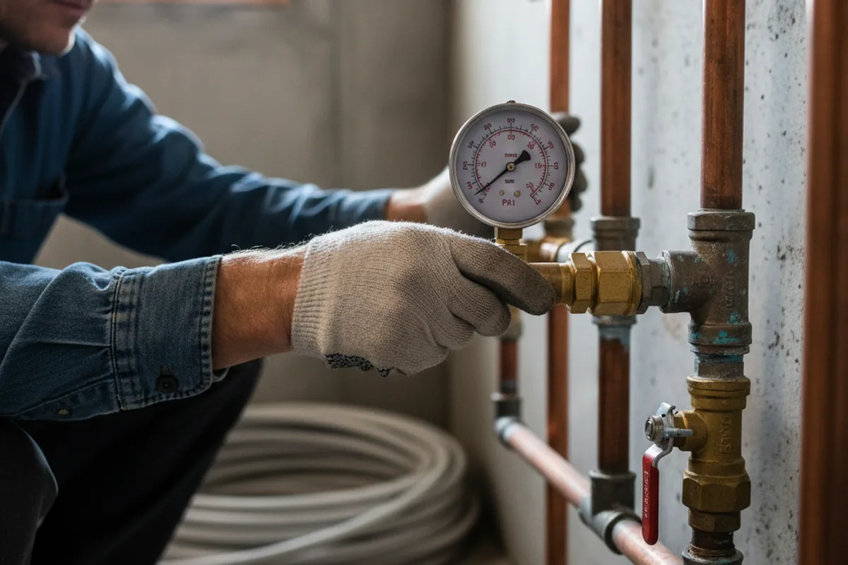 Pressure testing a repaired line during Water Line Repair in Caryville